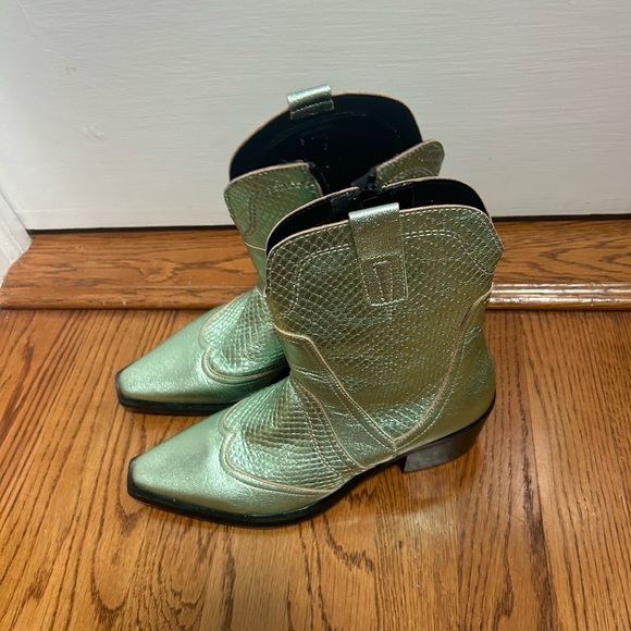 Turquoise metallic cowboy boots - Picture 4 of 4